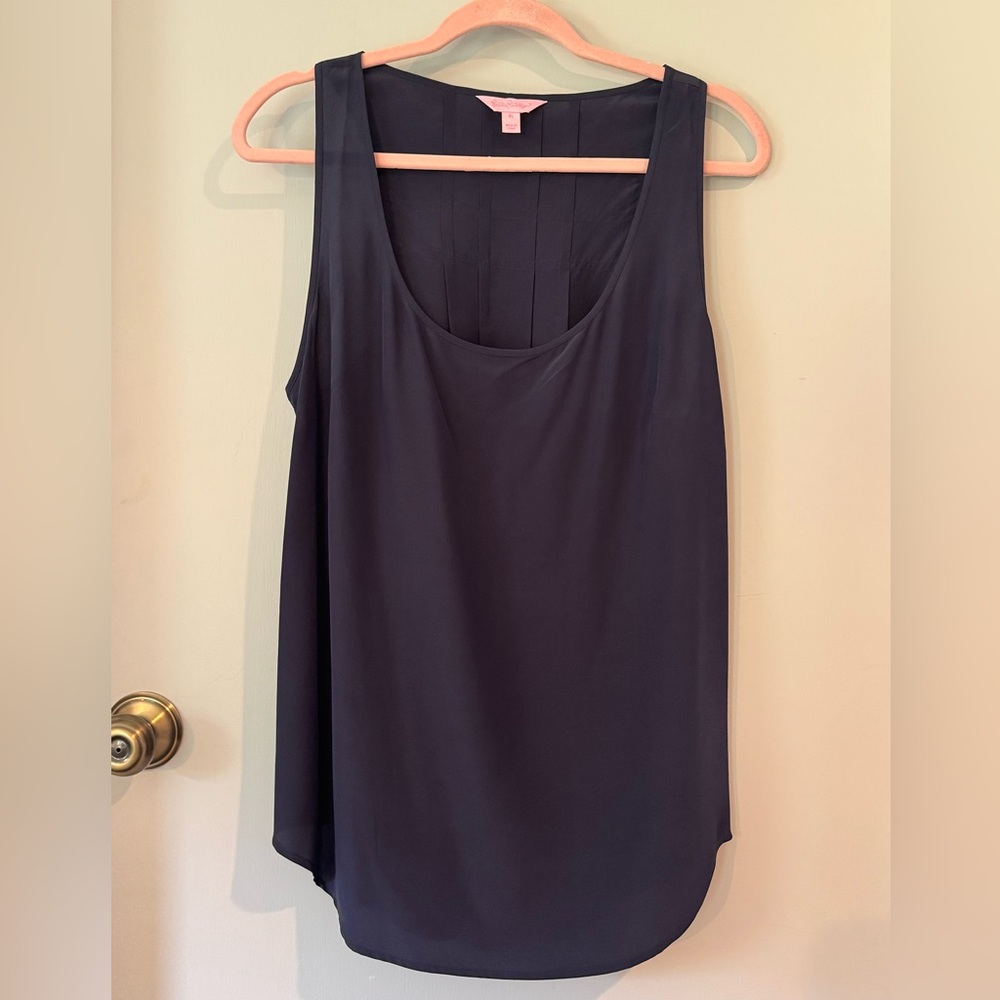 Lilly Pulitzer 100% silk Navy Tank Top NWOT Sz XL